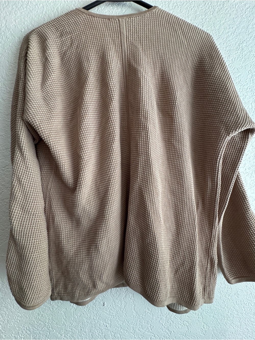 Eileen Fisher Waffle Tan Beige Silk And Cotton Cardigan - Picture 8 of 8